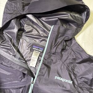 Patagonia Mens  Large Alpine Houdini Jacket Navy Blue teal Lightweight NWOT